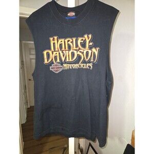 Vintage Harley Davidson Whiskey River Texarkana Dbl Sided XL Black T-Shirt Tank